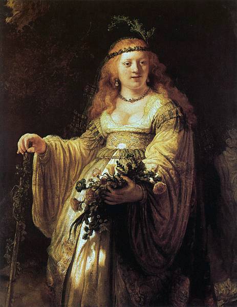 Saskia van Uylenburgh in Arcadian Costume, 1635 oil on canvas